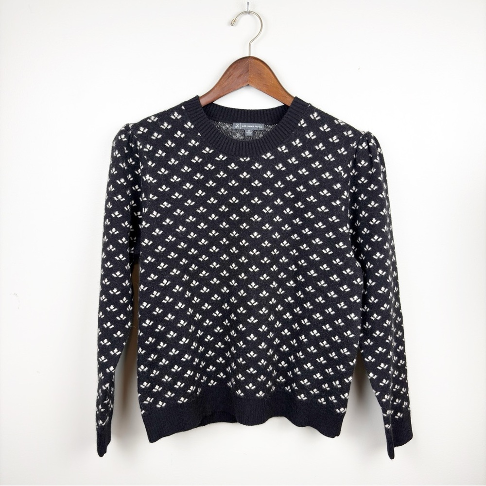 Adrianna Papell Crew Sweater Patterned Medium Black